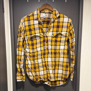 Old Navy Yellow and Purple Checkered Shirt